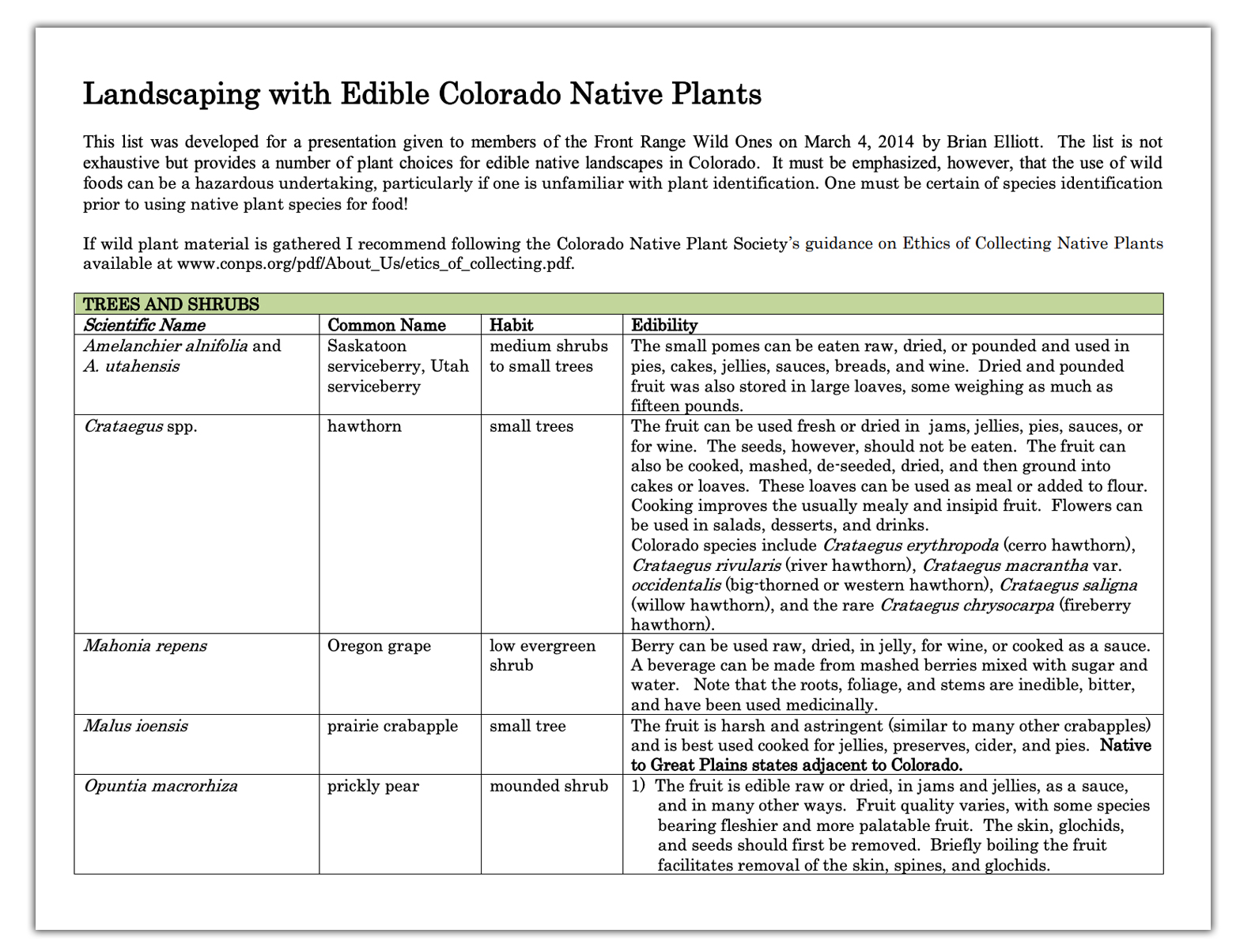 Landscaping with Edible Colorado Native Plants - Download PDF
