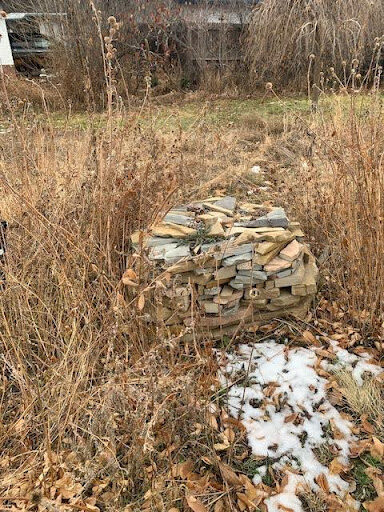 Strategically placed rocks and garden art play an important part in having some winter interest.