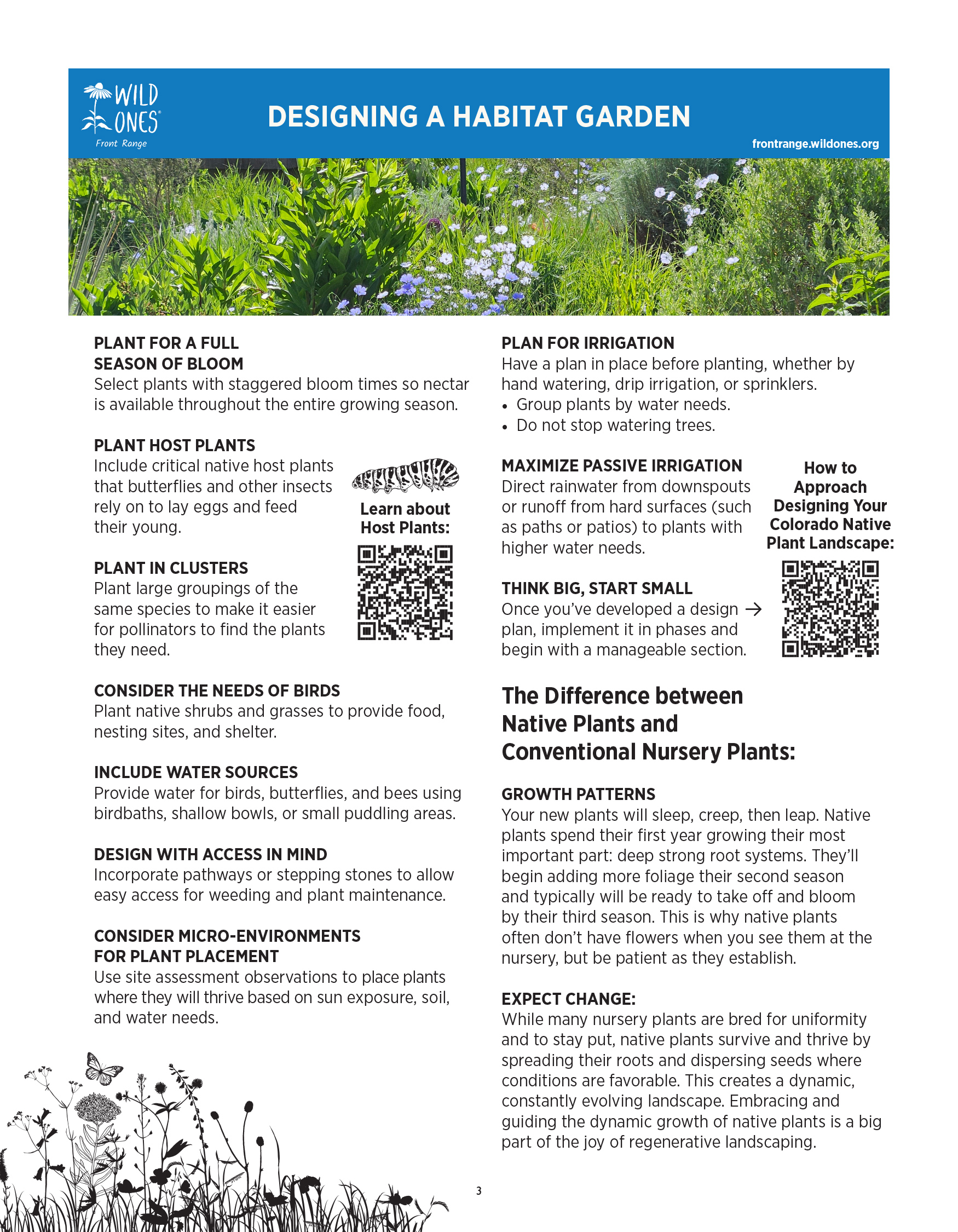 BEGINNER’S GUIDE FOR GROWING COLORADO NATIVE PLANTS from Front Range Wild Ones - Designing a Habitat Garden